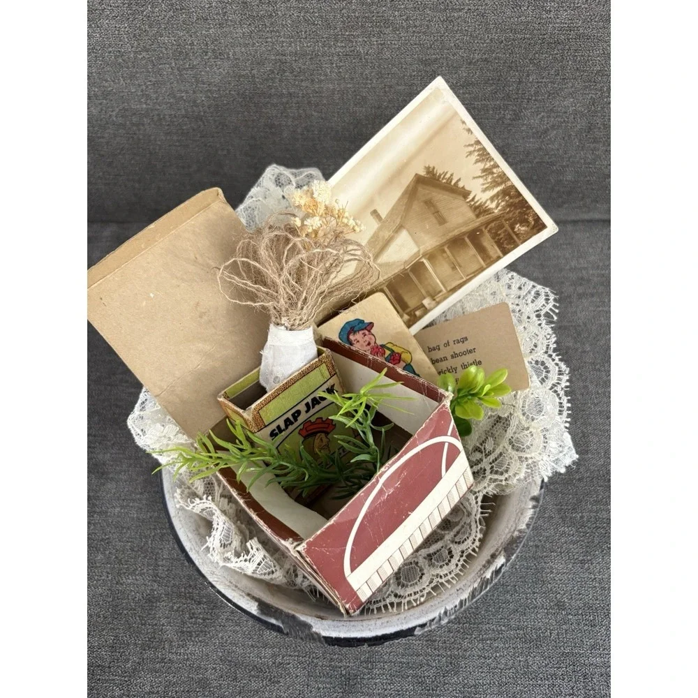 Vintage Upcycled‎ Repurposed Primitive Vignette Tabletop Decor Enamel Med Bowl